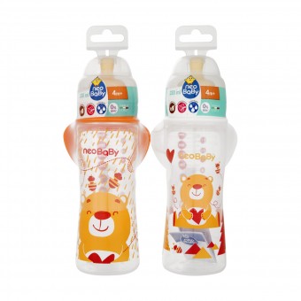 NEO BABY BIBERON PP COLLO LARGO CAUCCIÙ 330ML - ARANCIO - FLUSSO VELOCE, ACCESSORI/SUCCHIOTTI BAMBINO, S148699, 80794