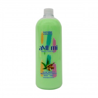 AMEMI SAPONE LIQUIDO MANI VISO ALOE VERA & MANDORLE DOLCI RINFRESCANTE RICARICA 1000 ML, SAPONI, S157805, 81252