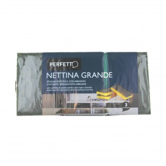 LA PIACENTINA SPUGNA ABRASIVA "NETTINA" MIS. GRANDE 3 PEZZI, SPUGNE PIATTI E CUCINA/PANNI SPUGNA, S028223, 81321