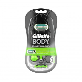 GILLETTE BODY RASOIO 3 LAME USA & GETTA 3 PEZZI, LAME E RASOI PER UOMO, S135002, 81389