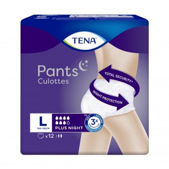 TENA PANTS CULOTTES PLUS NIGHT LARGE CIRCONFERENZA 100-135 CM T42-54 12 PZ, INCONTINENZA ADULTI, S153401, 81391