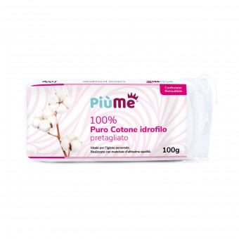 PIUME COTONE IDROFILO 100% PURO PRETAGLIATO BUSTA 100 grammi, COTONE, S157434, 81652