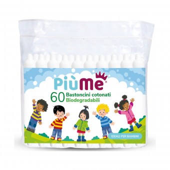 PIUME 60 BASTONCINI COTONATI BIODEGRADABILI PER BAMBINI, BASTONCINI COTONE, S157440, 81658