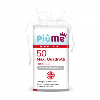 PIUME 50 MAXI QUADROTTI MEDICALI 100% COTONE IDROFILO IN BUSTA, COTONE, S157436, 81661