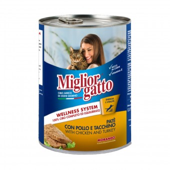 MIGLIOR GATTO PATE' POLLO e TACCHINO LATTINA 400 grammi , NUTRIZIONE, S158176, 82433