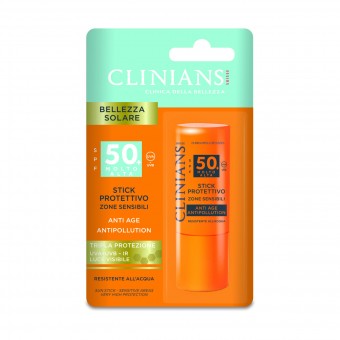 CLINIANS SOLARE STICK PROTETTIVO ANTI AGE ZONE SENSIBILI SPF50+ RESISTENTE ALL'ACQUA 10 ML , SOLARI, S158638, 83616