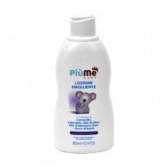 PIUME BABY LOZIONE EMOLLIENTE CON ESTRATTO DI CAMOMILLA, CALENDULA, OLIO DI OLIVA, OLIO MANDORLE DOLCI, BURRO KARITE' 300 ML, IGIENE PRIMA INFANZIA, S158889, 83994