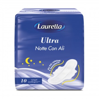 LAURELLA ULTRA NOTTE CON ALI RIPIEGATI 10 PZ ASSORBENTI , ASSORBENTI ESTERNI, S158870, 84058