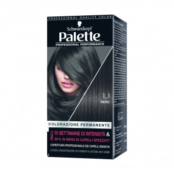 PALETTE COLORAZIONE PROFESSIONALE PERMANENTE 1,1 NERO, COLORANTI, S096300, 84308
