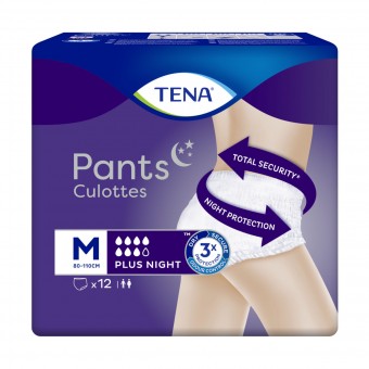 TENA PANTS CULOTTES PLUS NIGHT MEDIUM CIRCONFERENZA 80-110 CM T42-54 12 PZ, INCONTINENZA ADULTI, S153400, 84351