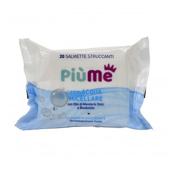 PIUME SALVIETTE STRUCCANTI ACQUA MICELLARE CON OLIO DI MANDORLE DOLCI E BISABOLOLO 20 PZ , PULIZIA VISO DONNA, S159014, 84586