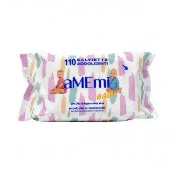 AMEMI BABY SALVIETTE ADDOLCENTI CON OLIO DI ARGAN E ALOE VERA 110 PZ , SALVIETTINE BIMBI, S159016, 84588