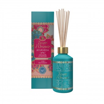 TESORI D'ORIENTE DIFFUSORE DI PROFUMO AMBIENTE CON BASTONCINI AYURVEDA 200 ML, DEODORANTI AZIONE CONTINUA, S159390, 84791