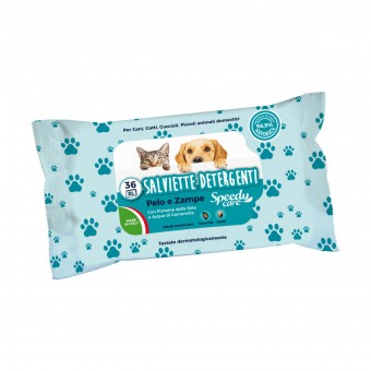 SPEEDY CARE 36 SALVIETTE DETERGENTI XL PELO E ZAMPE CANE E GATTO , IGIENE, S128025, 84910