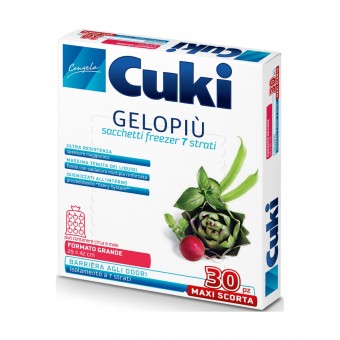 CUKI GELOPIÙ MAXI SCORTA SACCHETTI FREEZER CONFEZIONE FORMATO GRANDE - 30 SACCHETTI - LT 6.0 - CM 29X42 , SACCHETTI / VASCHETTE ALIMENTARI, S091739, 84949