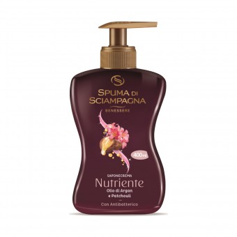 SPUMA DI SCIAMPAGNA SAPONECREMA NUTRIENTE CON ANTIBATTERICO OLIO DI ARGAN E PATCHOULI 400 ML, SAPONI, S159479, 85050