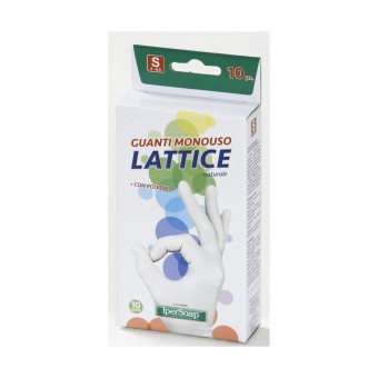 IPERSOAP GUANTI MONOUSO LATTICE NATURALE CON POLVERE 10 PZ MISURA S 6-6,5 , GUANTI, S159120, 85218