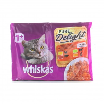 WHISKAS STRACCETTI POLLO MANZO AGNELLO POLLAME 4 BUSTE DA 85 GR, NUTRIZIONE, S128503, 85284