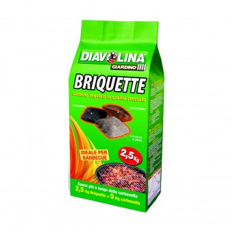 DIAVOLINA BRIQUETTE CARBONE VEGETALE SACCO 2,5 KG , CARBONELLA, S159655, 85314