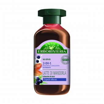 ANTICA ERBORISTERIA SHAMPOO & BALSAMO 2in1 NUTRIENTE LATTE DI MANDORLA & BACCHE DI ACAI CAPELLI SFIBRATI 225 ML, SHAMPOO, S159734, 85635
