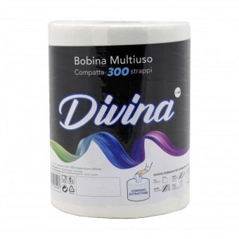 DIVINA ASCIUGATUTTO 1 ROTOLO 60 MT 300 STRAPPI, ASCIUGAMANI E CARTA CASA, S159542, 85691