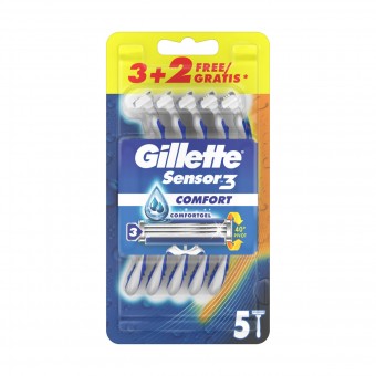 GILLETTE SENSOR3 RASOIO USA&GETTA COMFORT 3+2 pezzi, LAME E RASOI PER UOMO, S028388, 85789