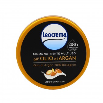 LEOCREMA CREMA MULTIUSO CORPO MANI VISO ALL'OLIO DI ARGAN VASO 150 ML, TRATTAMENTO CORPO, S119498, 85794