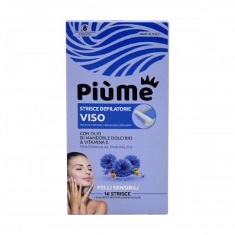 PIUME STRISCE DEPILATORIE VISO CON OLIO DI MANDORLE DOLCI BIO & VITAMINA E PELLI SENSIBILI 16 PZ, STRISCE DEPILATORIE, S159970, 86063