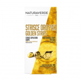 NATURAVERDE STRISCE DEPILATORIE CORPO ORO 24K ORO COLLOIDALE 20 PZ + 4 SALVIETTE POST DEPILAZIONE , STRISCE DEPILATORIE, S160001, 86145