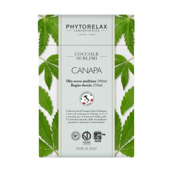 PHYTORELAX COCCOLE SUBLIMI COFANETTO CANAPA - OLIO SECCO MULTIUSO 100 ML + BAGNO DOCCIA 250 ML, CONFEZIONI REGALO, S160159, 86522