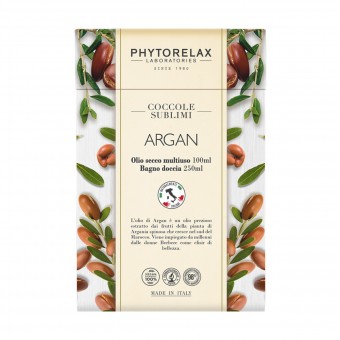 PHYTORELAX COCCOLE SUBLIMI COFANETTO - ARGAN OLIO SECCO MULTIUSO 100 ML + BAGNO DOCCIA 250 ML, CONFEZIONI REGALO, S160160, 86523