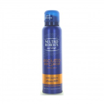 NEUTRO ROBERTS DEODORANTE SPRAY UOMO 48H ASCIUTTO ANTI SUDORE ANTI ALONI 150 ML, DEODORANTI ANTIODORE PER PERSONA, S111879, 86643