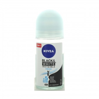 NIVEA DEODORANTE ROLL ON INVISIBLE 48H BLACK&WHITE FRESH 50 ML, DEODORANTI ANTIODORE PER PERSONA, S120445, 86852