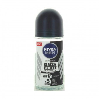 NIVEA FOR MEN DEODORANTE ROLL ON INVISIBLE BLACK&WHITE 50 ML, DEODORANTI ANTIODORE PER PERSONA, S113799, 86856