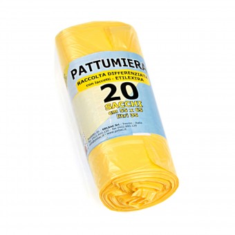 GEL SAC SACCHI PATTUMIERA HD 55x65 GIALLO TRASPARENTI IN ROTOLO 20 PZ, SACCHETTI SPAZZATURA, S094578, 87005