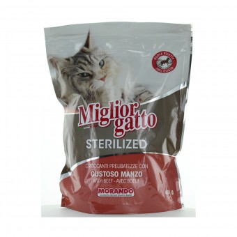 MIGLIOR GATTO STERILIZED CROCCANTINI GUSTOSO MANZO BUSTA 400 GRAMMI, NUTRIZIONE, S132611, 87267