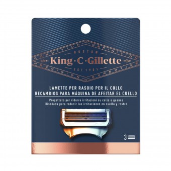 KING C GILLETTE 3 LAMETTE RASOIO PER IL COLLO, LAME E RASOI PER UOMO, S160652, 87356