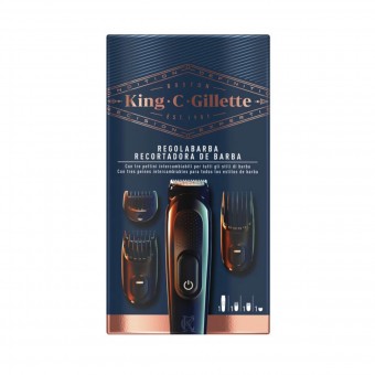 KING C GILLETTE REGOLABARBA CON 3 PETTININI, LAME E RASOI PER UOMO, S160649, 87359
