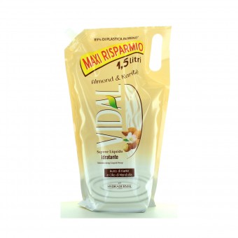 VIDAL SAPONE LIQUIDO MANI IDRATANTE ALMOND & KARITE' BUSTA 1,5 LT , SAPONI, S155234, 87435