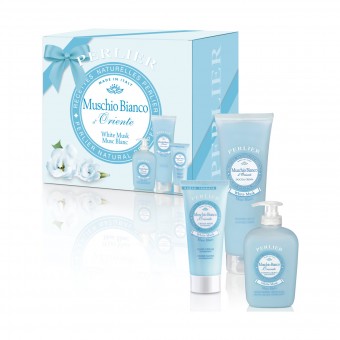 PERLIER COFANETTO MUSCHIO BIANCO - DOCCIASCHIUMA TUBO 250 ML + CREMA MANI TUBO 100 ML + SAPONE LIQUIDO 300 ML, CURA PERSONA, S160634, 87873