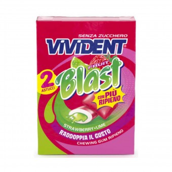 VIVIDENT FRUIT BLAST GUM STRAWBERRY e LIME SENZA ZUCCHERO 2 ASTUCCI , GOMMA DA MASTICARE, S160672, 87883