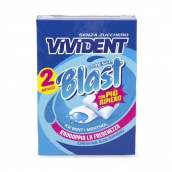 VIVIDENT FRESH BLAST GUM ICE MINT e MENTHOL ZENZA ZUCCHERO 2 ASTUCCI, GOMMA DA MASTICARE, S160673, 87884
