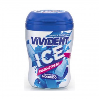 VIVDENT GUM ICE PEPPERMINT INSTANT FRESH SENZA ZUCCHERO BARATTOLO , GOMMA DA MASTICARE, S160674, 87898