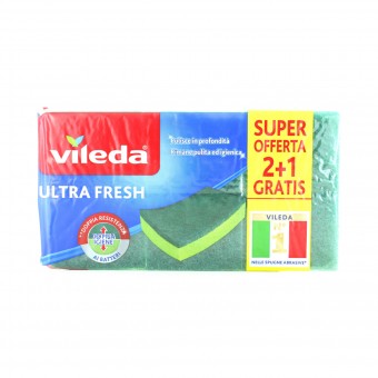VILEDA ULTRA FRESH SPUGNA ABRASIVA PEZZI 2+1, SPUGNE PIATTI E CUCINA/PANNI SPUGNA, S153763, 87907