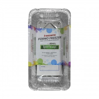 IPERSOAP VASCHETTA FORNO FREEZER ALLUMINIO CON COPERCHIO PER PLUM CAKE 3 PZ , SACCHETTI / VASCHETTE ALIMENTARI, S160945, 88052