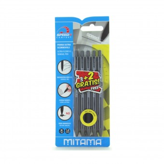MITAMA 3+2 PENNE SCATTO SPEED3 COMFORT PUNTA 1,0 MM NERE, PENNE, MATITE, COLORI & CO, S156425, 88330