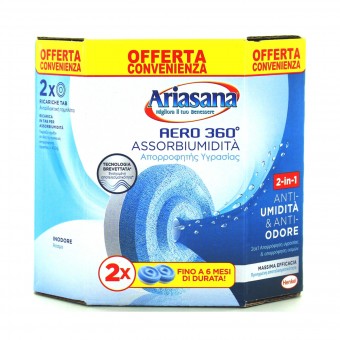 ARIASANA ASSORBIUMIDITA' AERO 360° TAB RICARICA INODORE 450 GRAMMI 2 PZ, ASSORBIUMIDITA', S137361, 88392