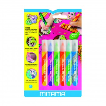 MITAMA 6 COLLE GLITTER TWIST 10,5 ML BLISTER COLORI ASSORTITI , PENNE, MATITE, COLORI & CO, S161292, 88406