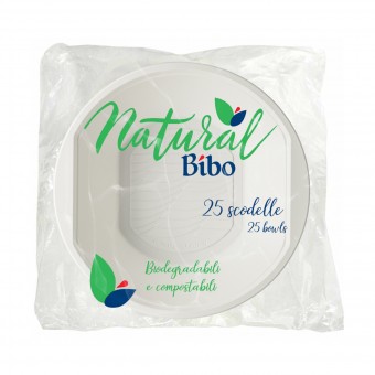 BIBO NATURAL 25 SCODELLE BIODEGRADABILI e COMPOSTABILI 500cc, ACCESSORI TAVOLA USA E GETTA, S161314, 88489