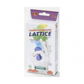 IPERSOAP GUANTI MONOUSO LATTICE NATURALE SENZA POLVERE 10 PZ MISURA L 8-8,5, GUANTI, S159125, 89805